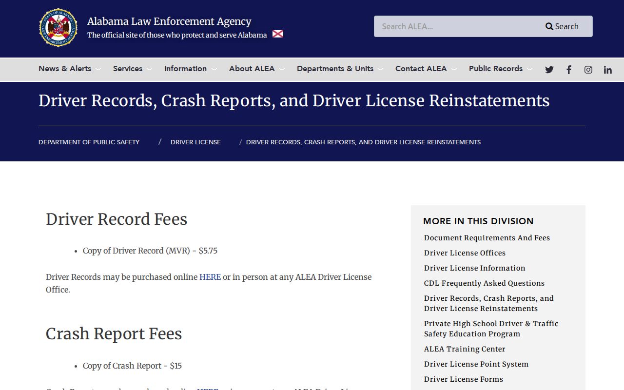 Wilcox County arrest and crash record request channel at ALEA