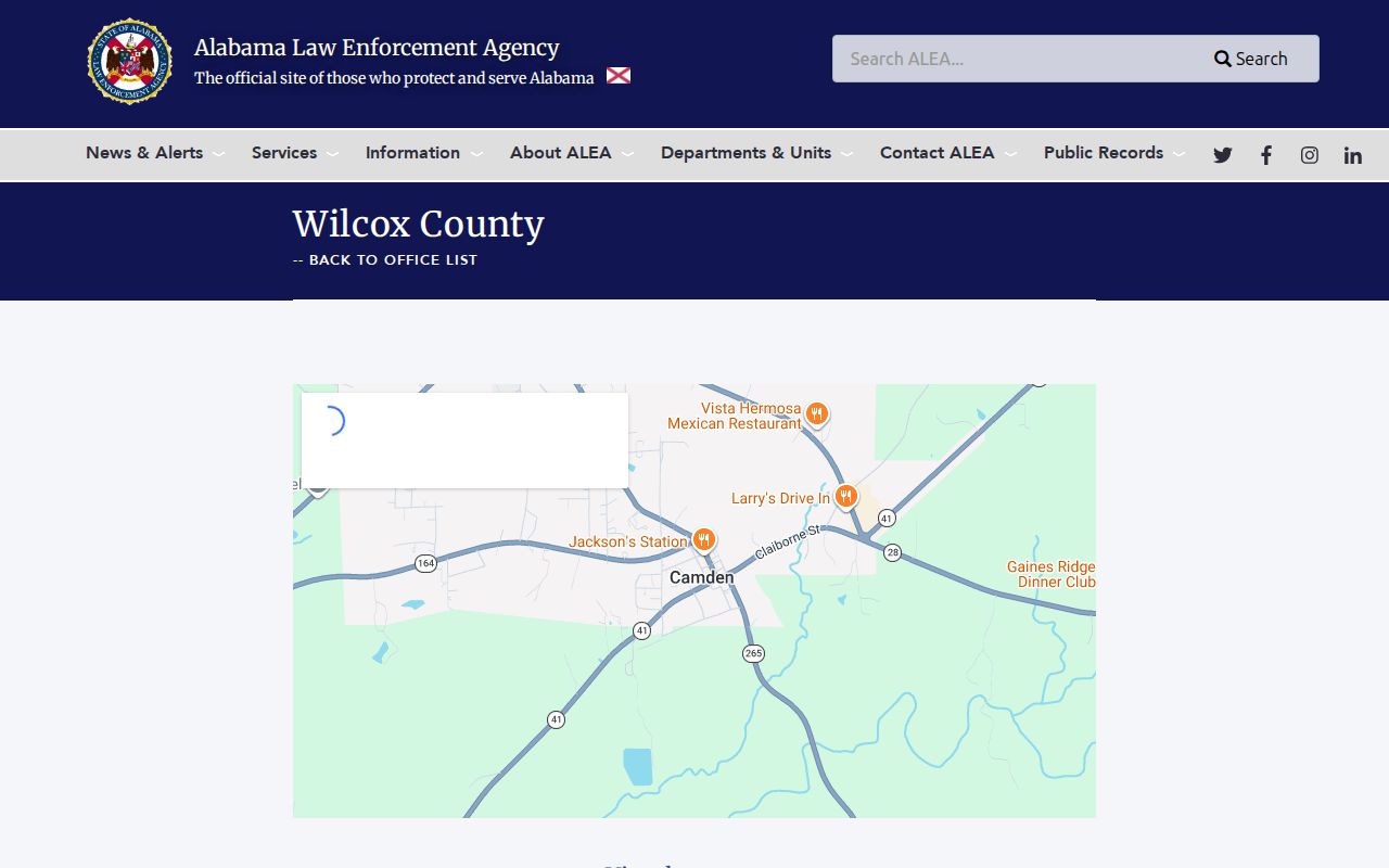 Wilcox County ALEA office for official record channel verification