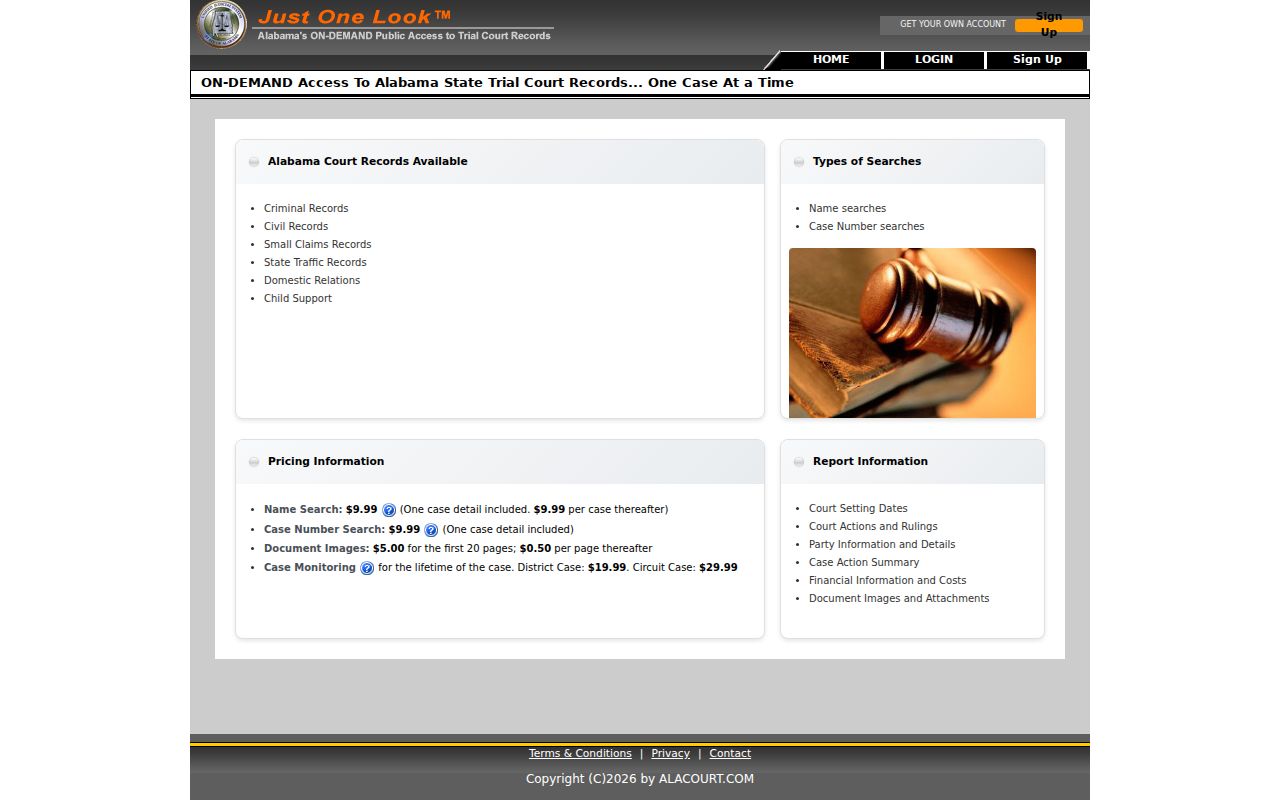 Wilcox County criminal court case search through Alacourt ACCESS
