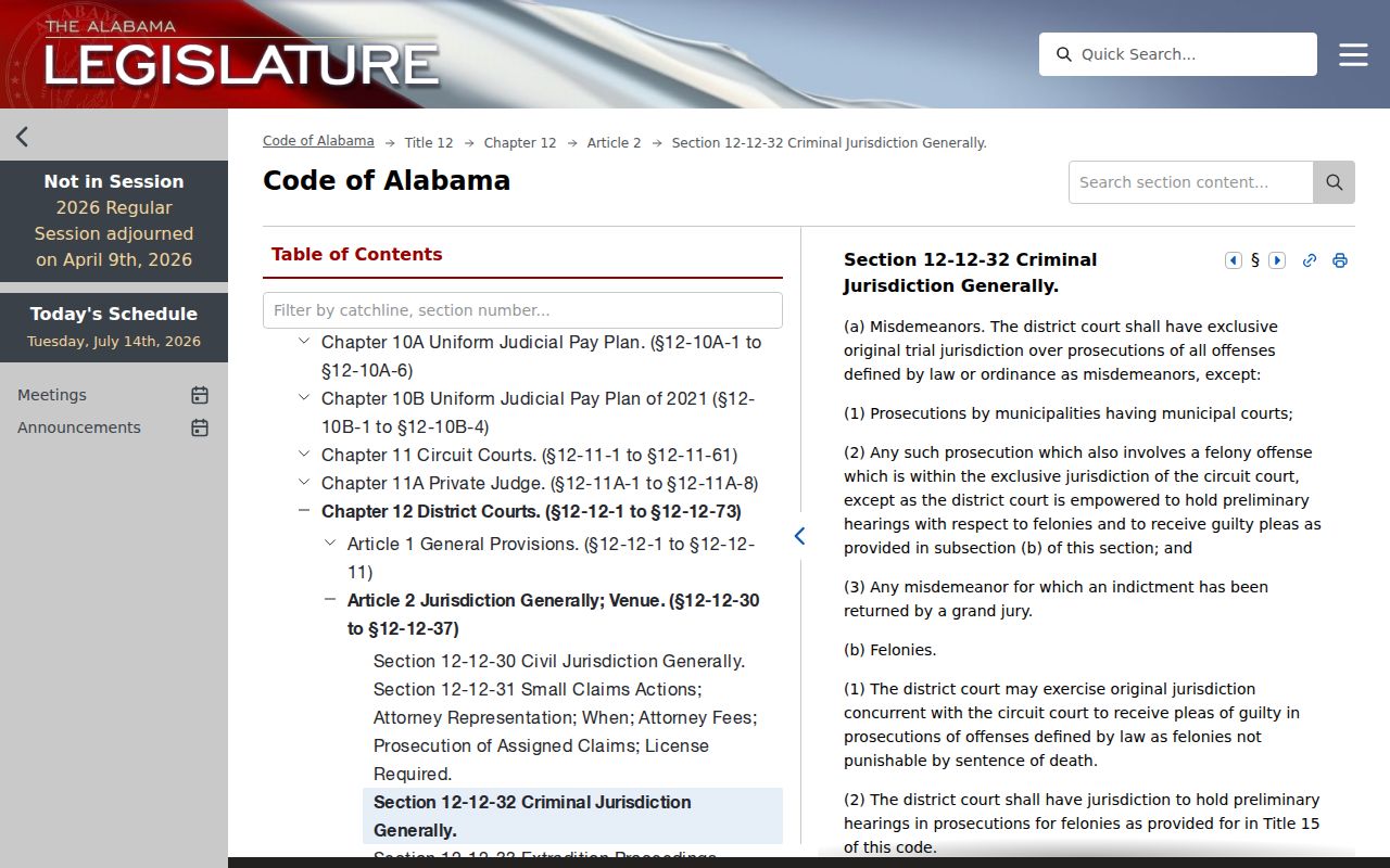 Wilcox County criminal case records and Alabama District Court jurisdiction