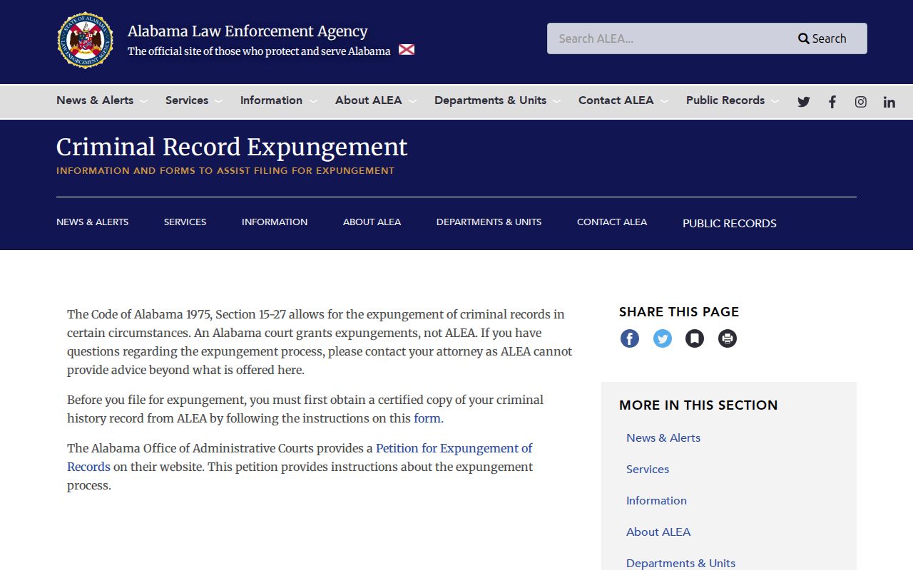 Wilcox County criminal record correction and Alabama expungement source