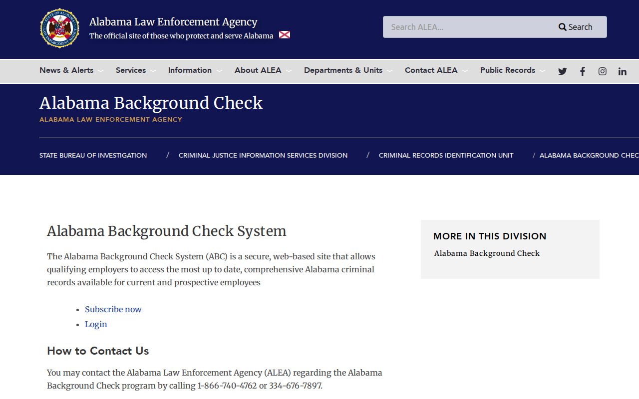 Wilcox County criminal history personal record review through ALEA