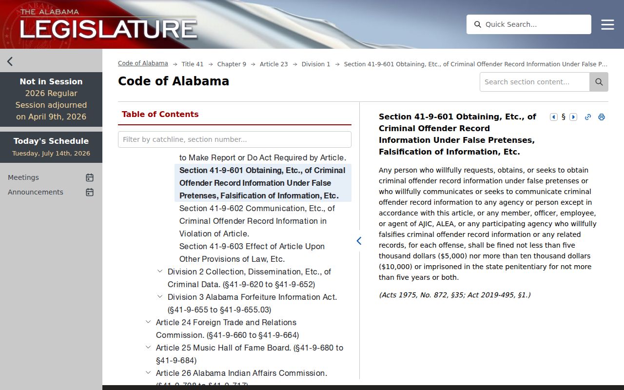 Wilcox County criminal history misuse law in Alabama