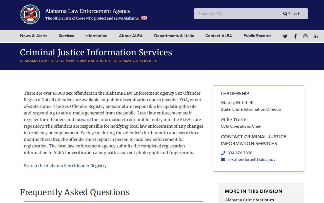Wilcox County sex offender registry update and publication FAQ