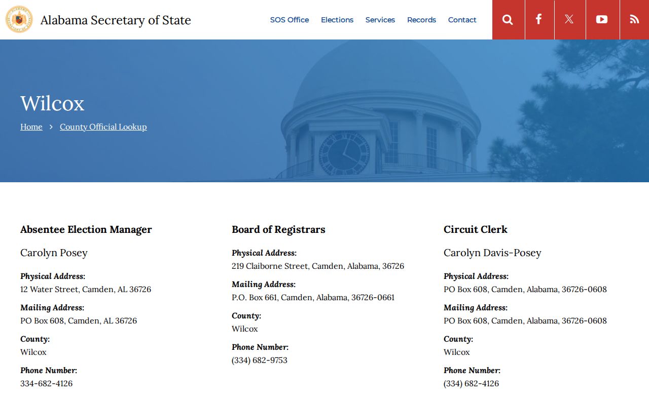 Yellow Bluff criminal history official Wilcox County contacts